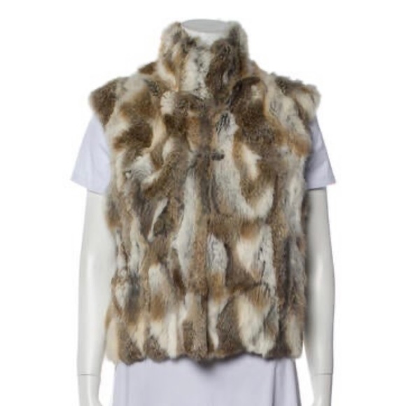 ADRIENNE LANDAU 100% Rabbit Fur Vest In Natural Brown L like new - Picture 4 of 16